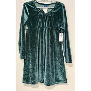 Old Navy NWT Green Velour Festive Holiday Dress Girls Size 6/7